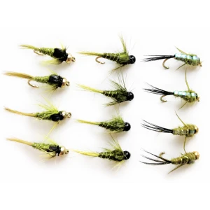 12 Goldhead Nymph - OLIVES -Evil weevil, Tungstens, Goldheads