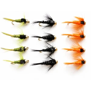 12 Goldhead Nymph - Silver Ribbed, Three Colours