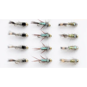 12 Goldhead Nymph - Hares Ear Standard, Hares Ear Flash body, Evil Weevil