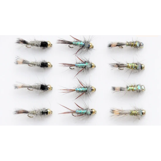 12 Goldhead Nymph - Hares Ear Standard, Hares Ear Flash body, Evil Weevil