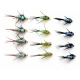 12 Goldhead Nymph, Evil Weevil - Natural,Olive,Black