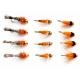 12 Goldhead Oranges Nymph - Toms choice, Aylotts, Hares ear orange collar