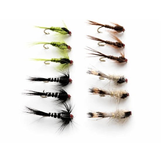 12 Hidden Weighted Nymphs - Olive, Pheasant Tail., Hares Ear, Black/Silver