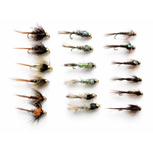 18 Goldhead Favourites, Cruncher, Hares Ear, Pheasant Tails