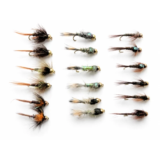 18 Goldhead Favourites, Cruncher, Hares Ear, Pheasant Tails