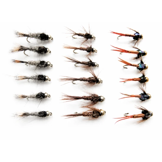 18 Goldhead Nymph  Flies -  Hares Ear, Copper John,Pheas Tail