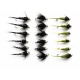 18 Goldhead Nymph  Flies - Black & Peacock ,Olives, black & Silver