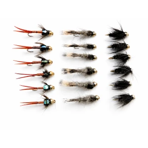 18 Goldhead Nymph, Hares Ear, Copper John, Peacock