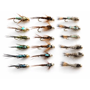 18 Goldhead Nymphs, Hares Ear,Pheasant tail, Evils