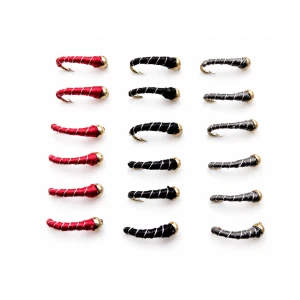 18 Goldhead Zebra Midge - Black, Olive, Red