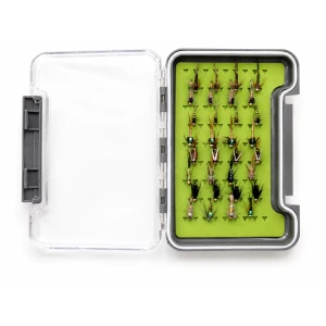 32 Goldhead Nymph in a Troutflies green MEDIUM silicone Box - Named flies