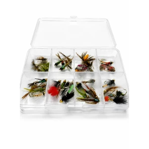 40 Barbless Goldhead and Barbless  Tungsten Nymph Flies - Compartment Pocket Box