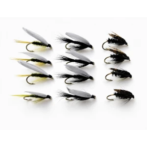 12 Wet Flies - Black Gnat,Alder & Medium Olive