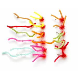 18 Mixed Squirmy Worm - Goldbead Fritz & unweighted
