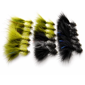 18 Goldhead Flash Damsels - Olive & Black