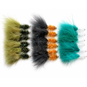 18 Goldhead Fritz Lures - Olive, Orange/black tail, White/green tail