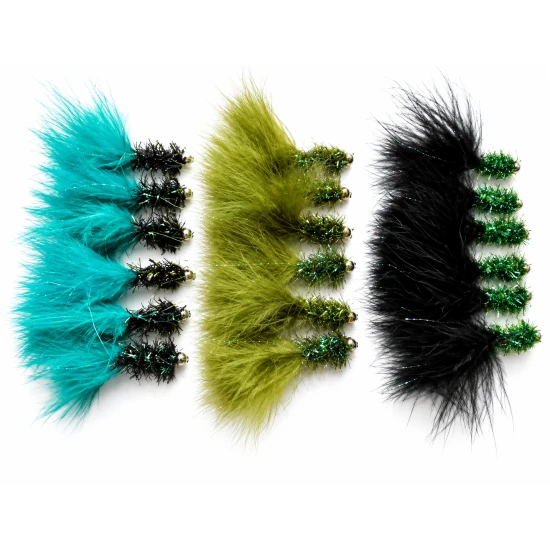 18 Goldhead Fritz Lures, Black and Greens