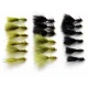 18 Mini Goldhead Flash Damsels, Black and Olive