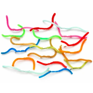 18 Unweighted Squirmy Worms, Mixed Colours