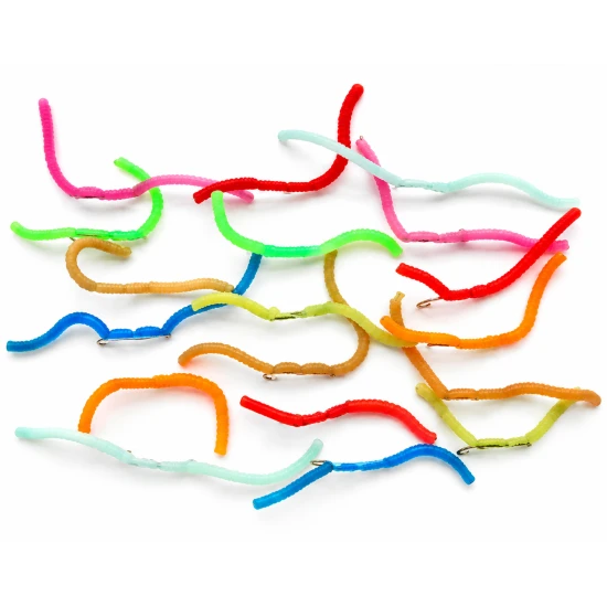 18 Unweighted Squirmy Worms, Mixed Colours