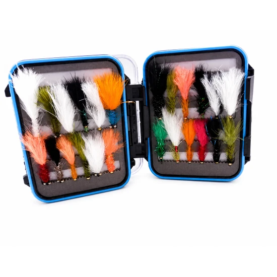 24 Mixed Lure Selection  - Blue Rim Clear Lid Box