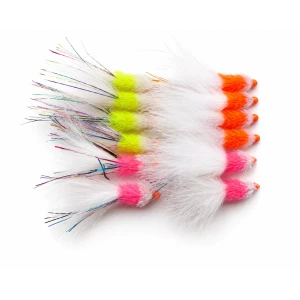 12 Barbless Rainbow Hotheads  - Pink, Orange, Chartreuse