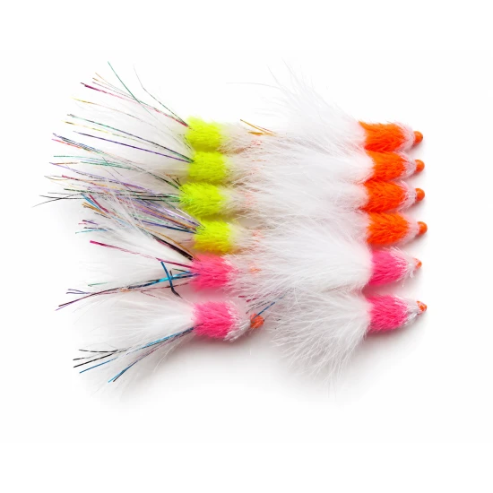 12 Barbless Rainbow Hotheads  - Pink, Orange, Chartreuse