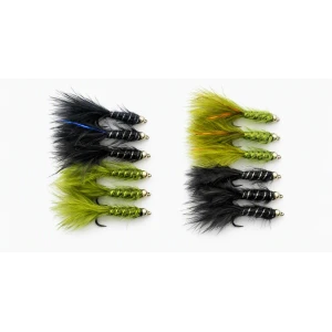 12 Goldhead Flash Damsels - Olive & Black