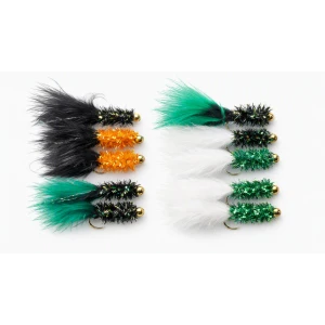 12 Goldhead Fritz, Orange/black, Green/white, black/green