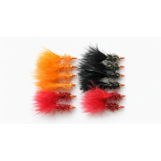 12 Goldhead Nomad -black (green & red nosed), orange, red