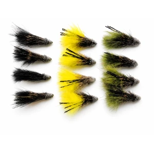 12 Marabou Muddler - Black,Olive & Yellow