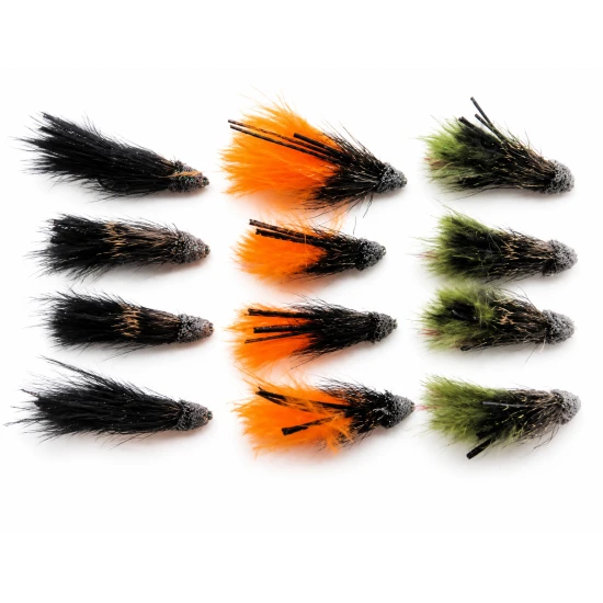 12 Marabou Muddler - Black,Olive & Orange