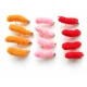 12 Mop Flies, Pink Orange & Red Wotsits