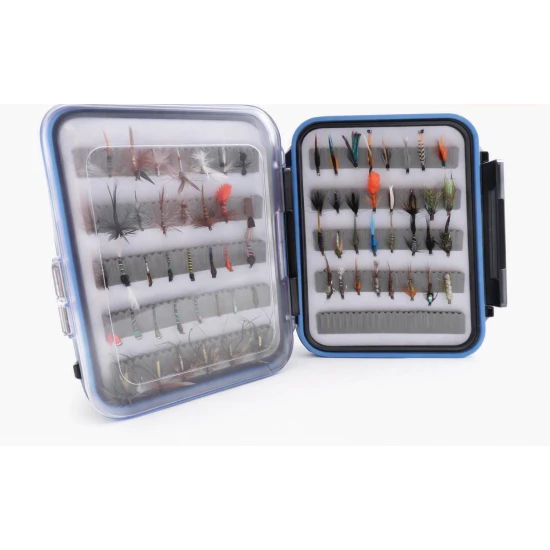 70 Specific Flies Boxed Set - Blue Rim Clear Lid Box