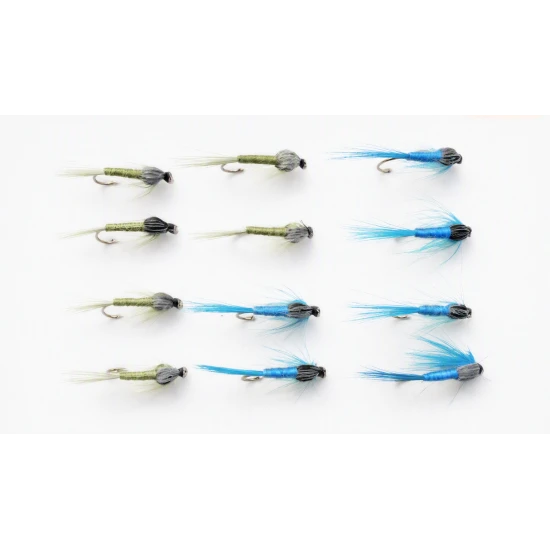 12 Damsel Nymph, Teal and Olive