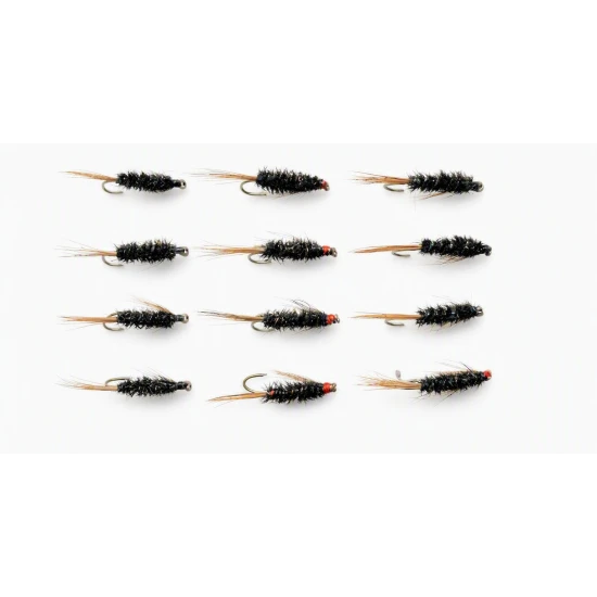 12 Diawl Bach Nymph, Pearl, Natural & Red