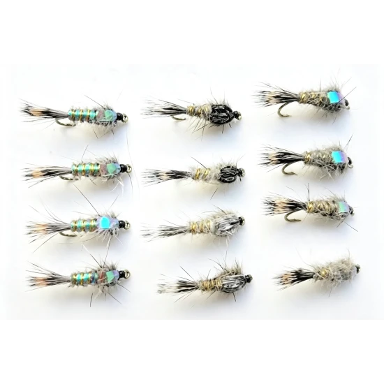 12 Mixed Hares Ear, Flash Head, Standard & Full flash