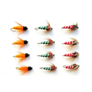 12 Nymph, Aylotts, Red & Green Sedge Pupa