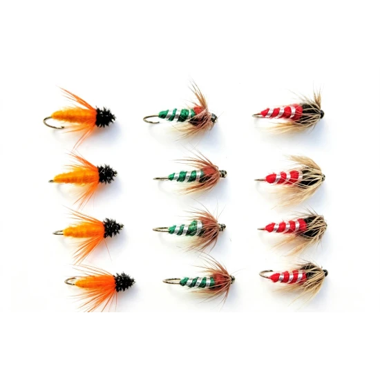 12 Nymph, Aylotts, Red & Green Sedge Pupa