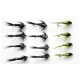12 Nymph, Black Gnat, Olive & Black Silver Ribbed