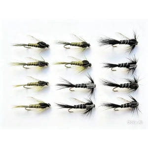 12 Olive and Black Ribbed Nymph