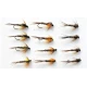 12 Pheasant Tail  Nymph Flies - orange, natural & yellow