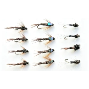 12 Pheasant Tail, Pearly,Natural & Flash Head