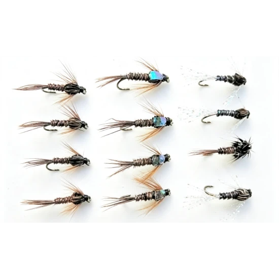 12 Pheasant Tail, Pearly,Natural & Flash Head