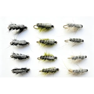 12 Semtex Nymph - hares ear, black, olive