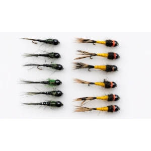 12 Tungsten Bead Quill Nymph - Golden & Olive quills