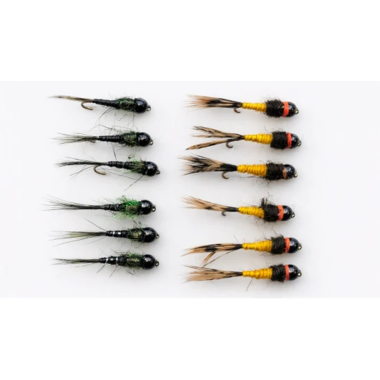 12 Tungsten Bead Quill Nymph - Golden & Olive quills