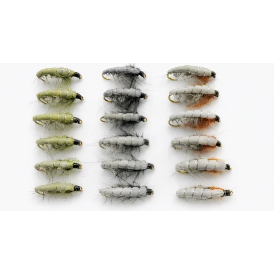 18 Czech Nymph Flies in Olive,Black and Brown