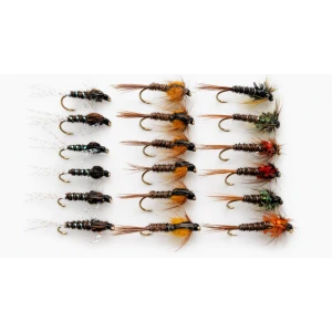 18 Nymph Flies - Cruncher and Pheasant Tails (Orange & Pearly)