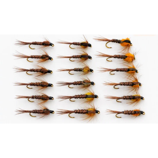 18 Pheasant Tail Nymph - Natural, Yellow, Orange